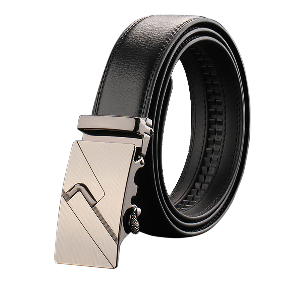 Adjustable Slide Luxury Leather Belt For Men's Automatic Buckle Ratchet Business Dress Belts FB8503#25