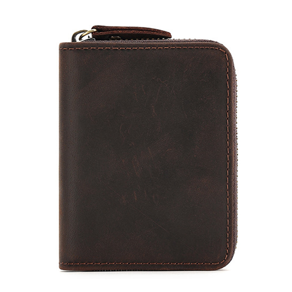 Genuine Leather Large Capacity RFID Anti-magnetic Money Clip Organ Wallets Coffee