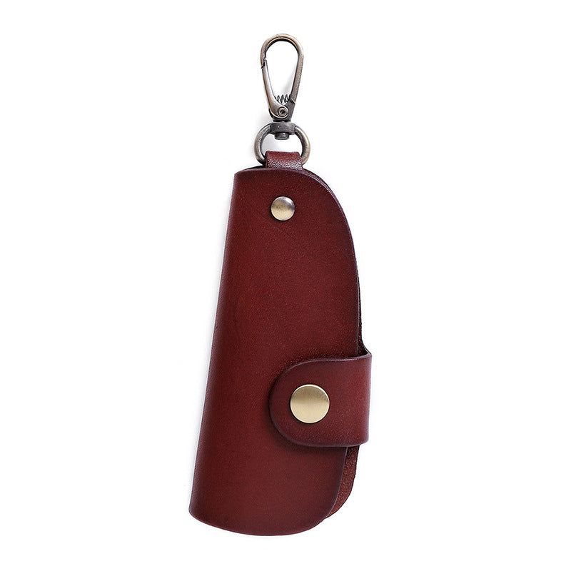 Genuine Leather Wallet Purse Bag Case Holder Key Ring Pouch Bag Safe Hanger Burgundy