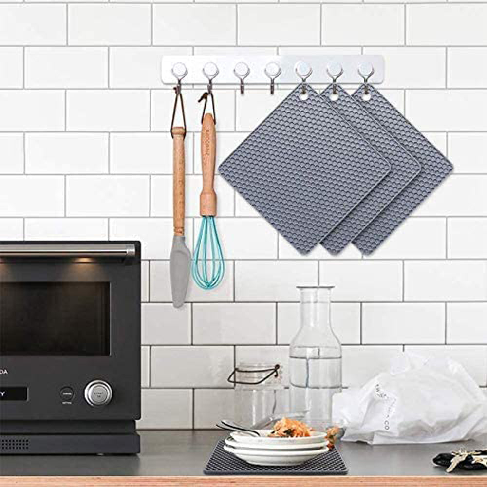 4 Pack Multi Purpose Silicone Insulation Mat Heat-Resistant Dishes Pads Black