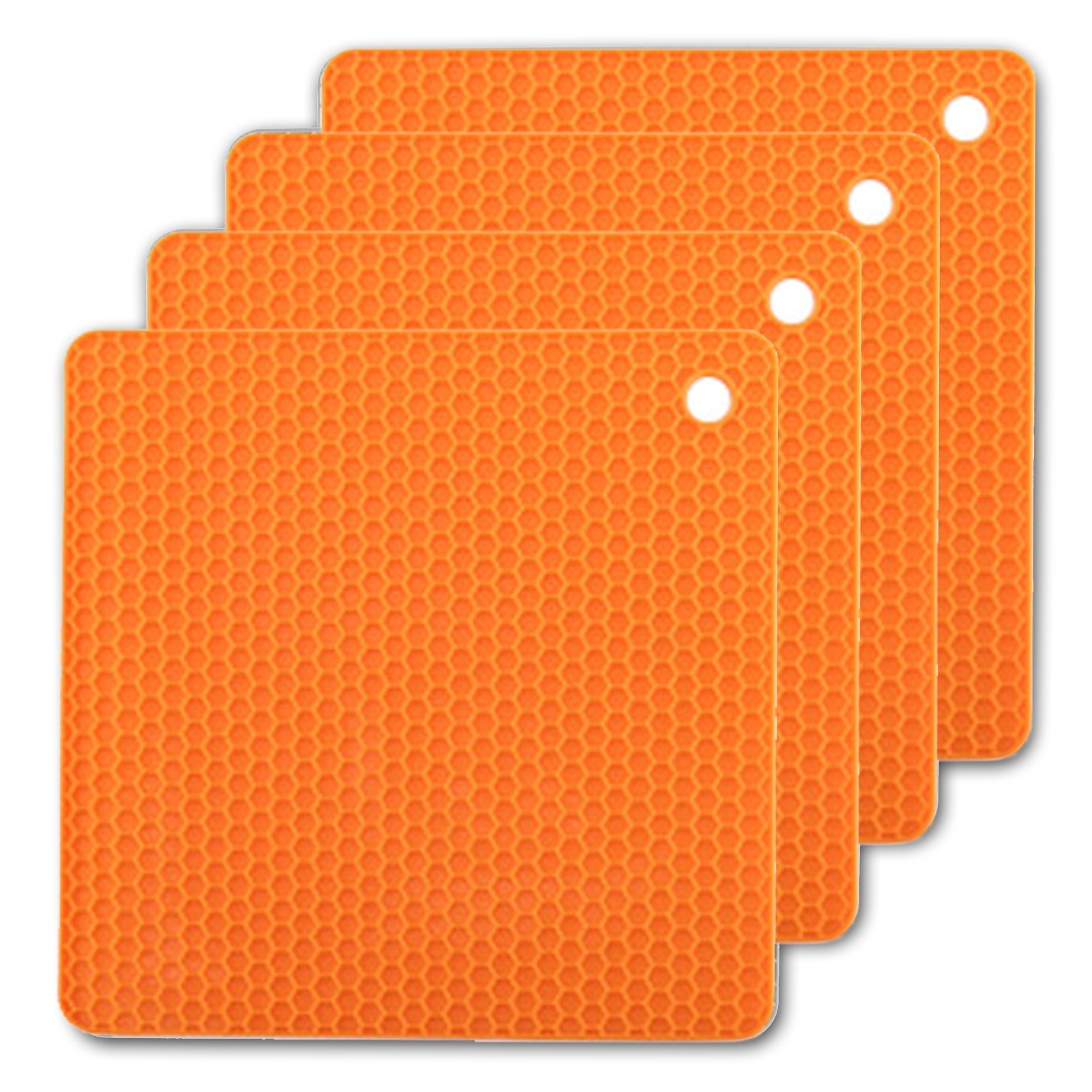 4 Pack Multi Purpose Silicone Insulation Mat Heat-Resistant Dishes Pads Orange