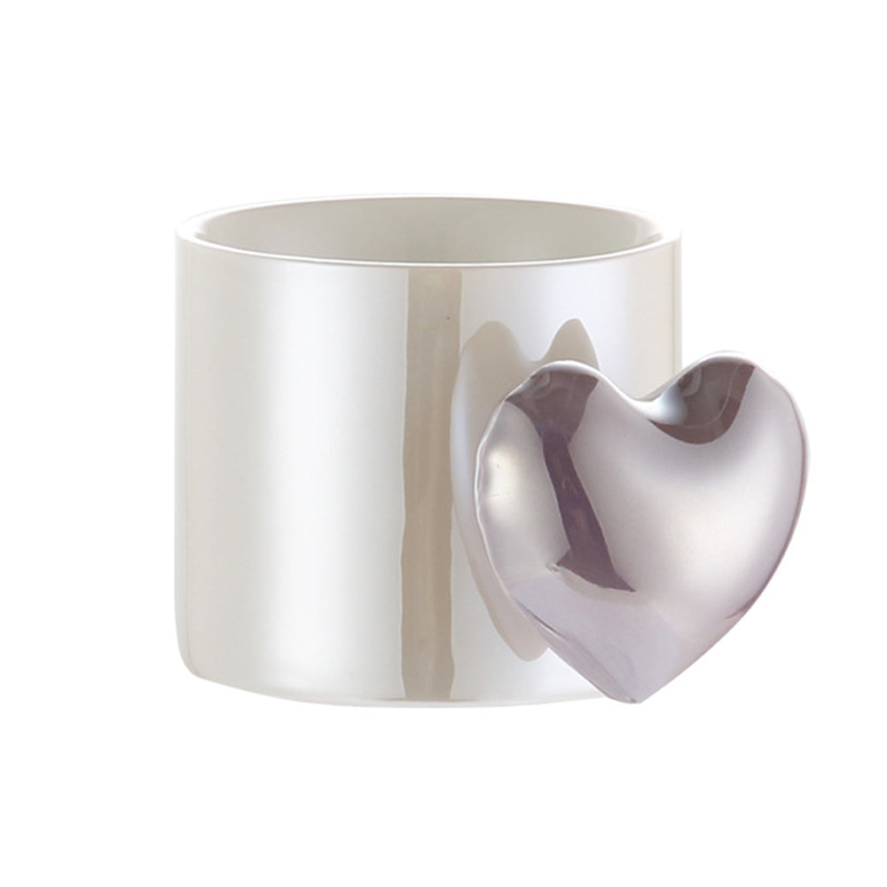 Lovely 3D Heart Love Ceramic Cup Mug Puffy Heart Handle with Gift Box Purple