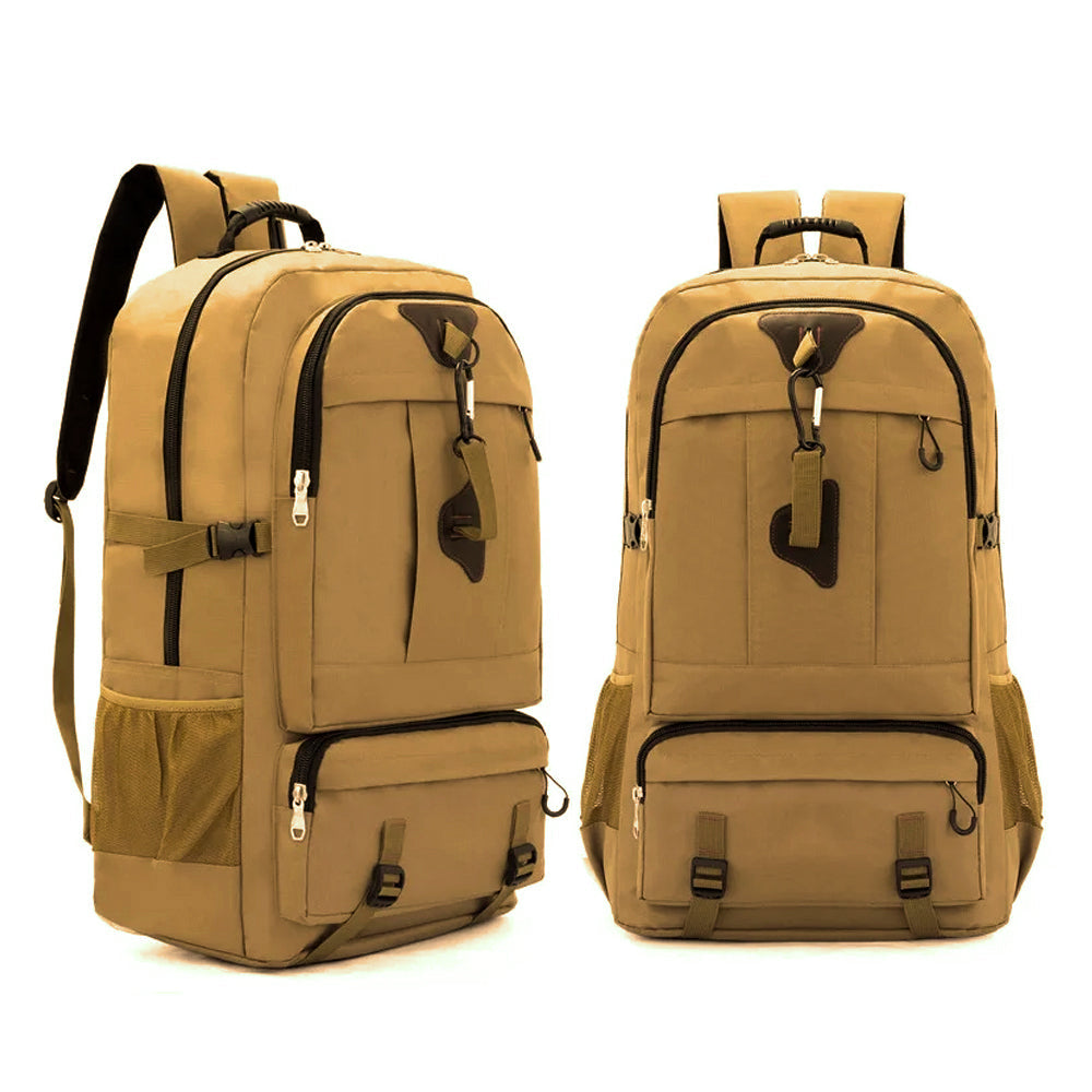 60L Travel Boarding Backpack Outdoor Trekking Luggage Hiking Camping Rucksack Large Capacity Storage Backpack Khaki