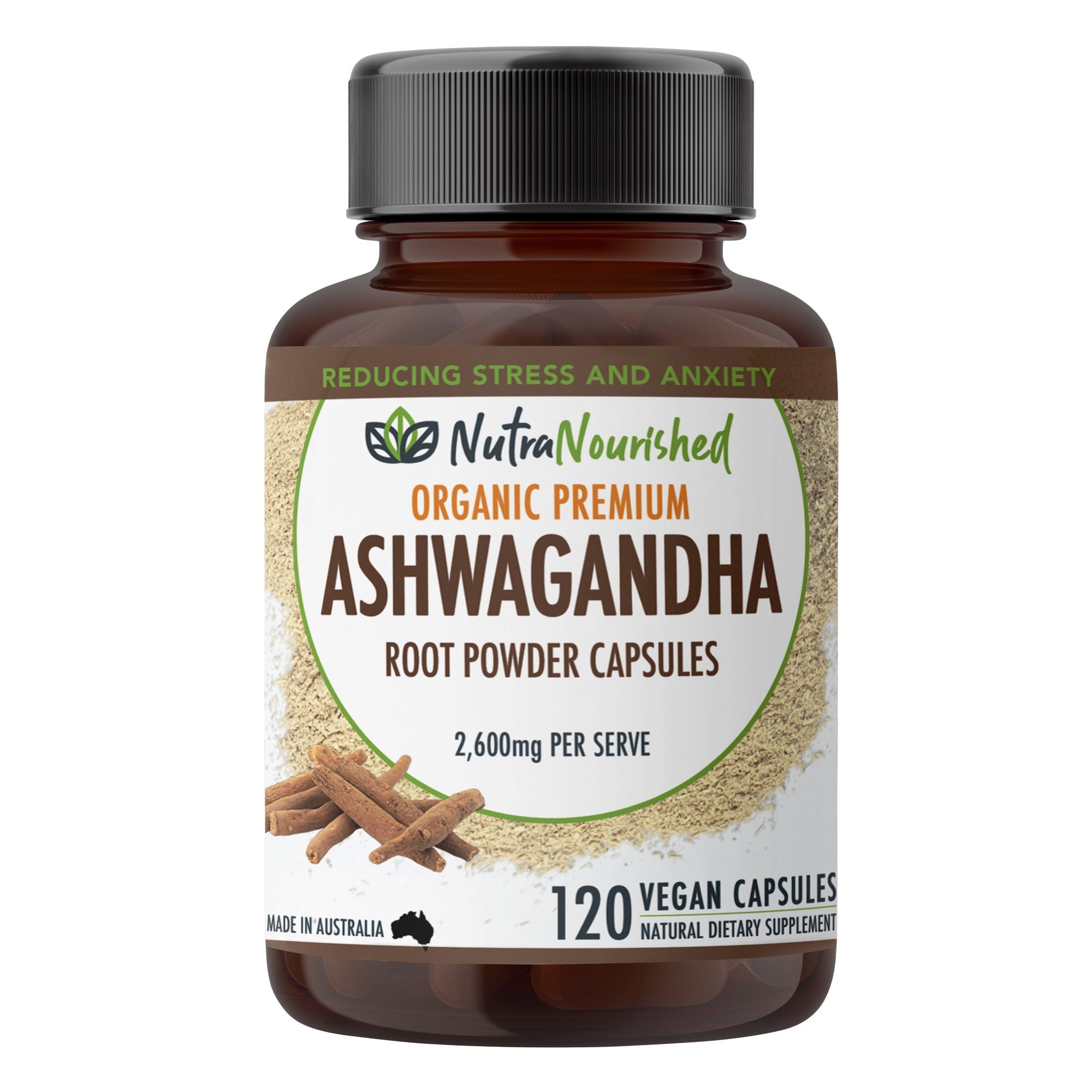 Organic Ashwagandha Capsules vegan - Withania Somnifera - 120 Vegan Capsules