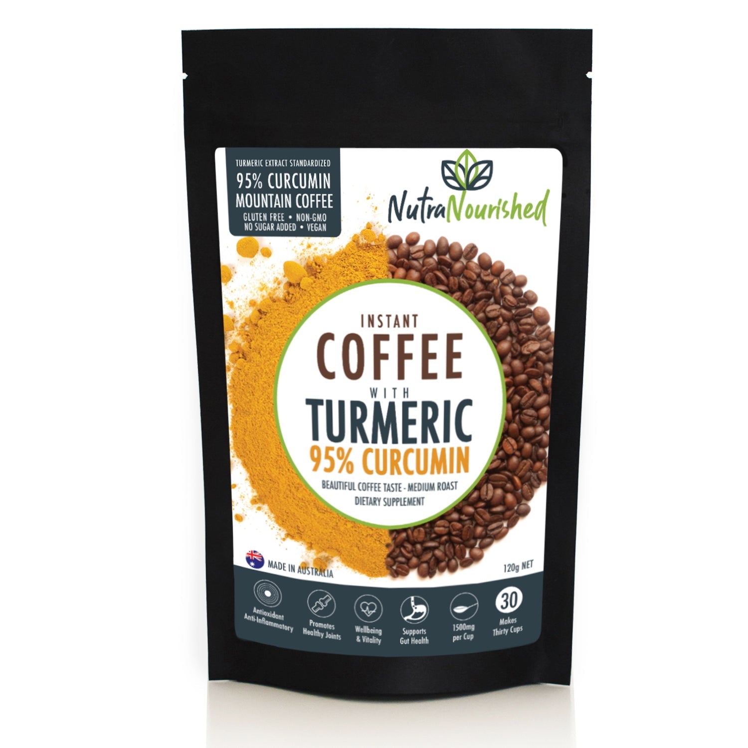 Instant Coffee with 95% Pure Organic Curcumin - Turmeric Extract Powder 1,000mg - 120g