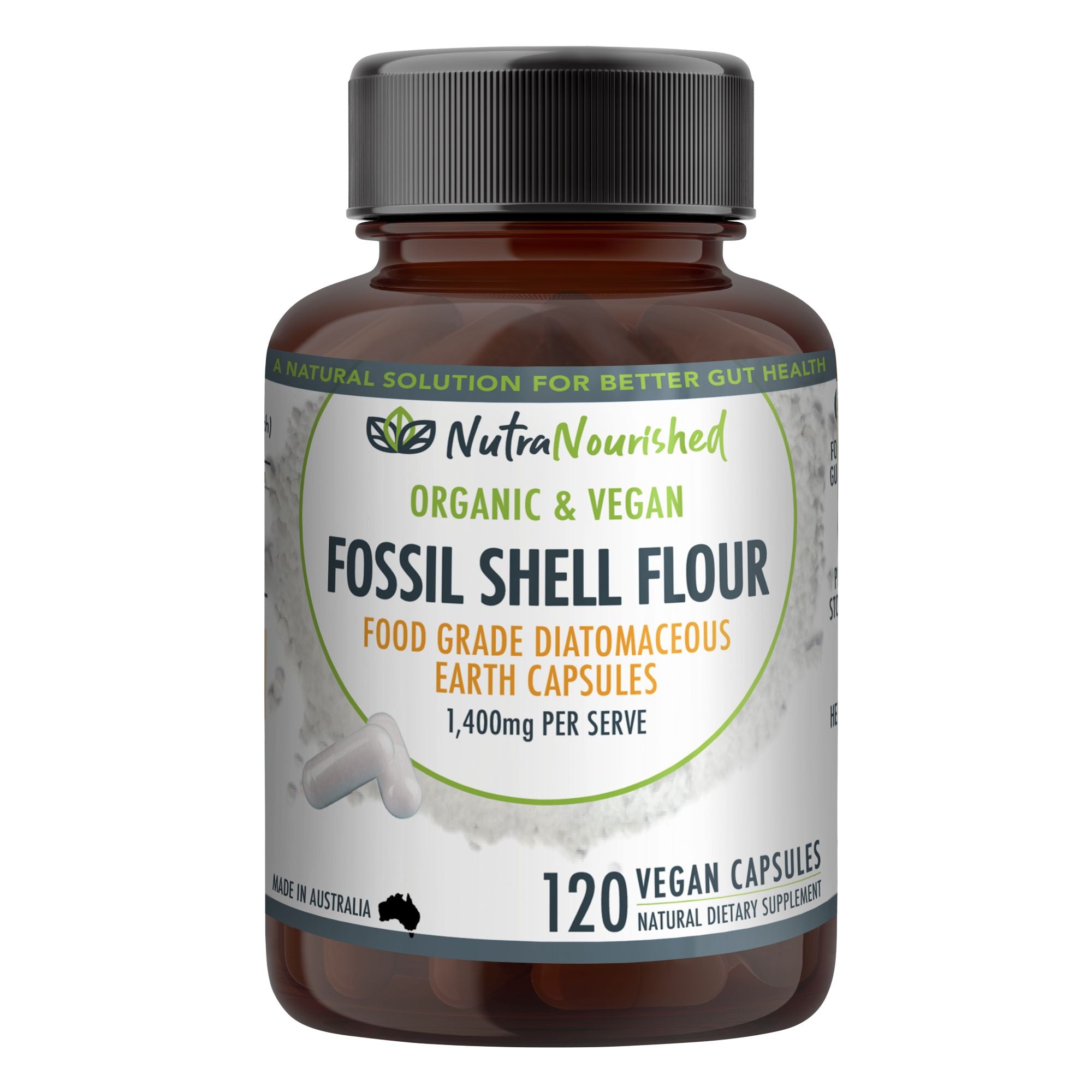 Fossil Shell Flour Capsules vegan - Food Grade Diatomaceous Earth 120 caps
