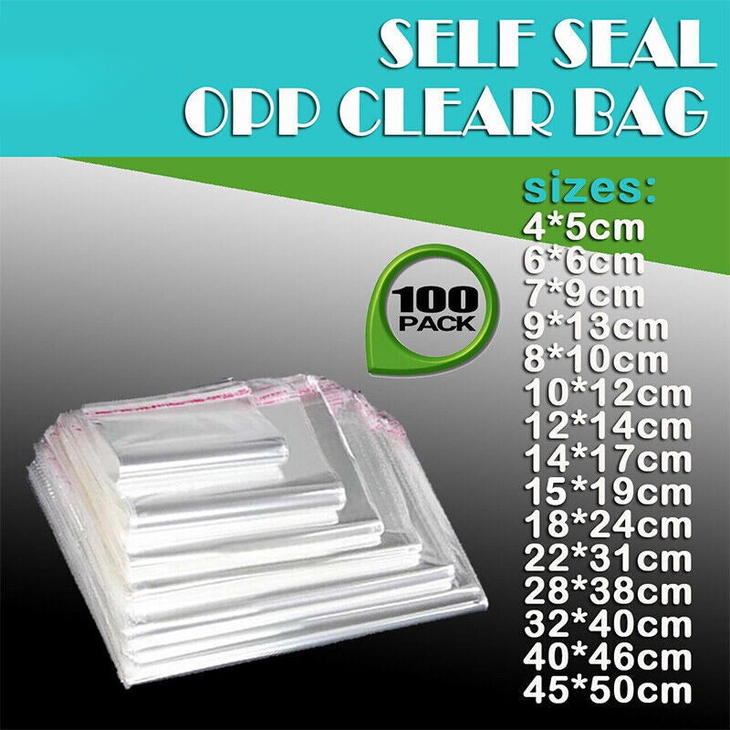 100Pcs Self-Adhesive Clear Opp Cellophane Bags with Air Hole - 40*46+4cm