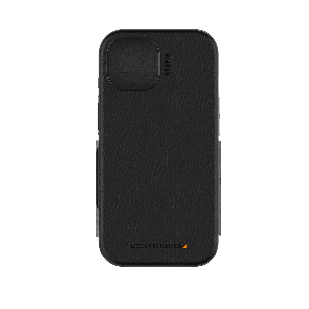 EFM Monaco E-leather Wallet Case Armour With D3O Plus Suits Iphone 15 6.1" - Black/Space Grey