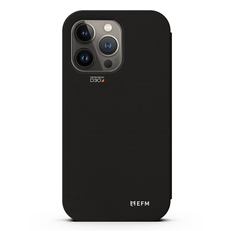 EFM Miami Leather Wallet Case Armour with D3O For iPhone 13 Pro Max 6.7" - Smoke Black