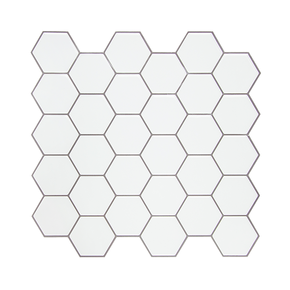 Tiles 3D Peel and Stick Wall Tile Hexagon White 30cm x 30cm x 10 sheets