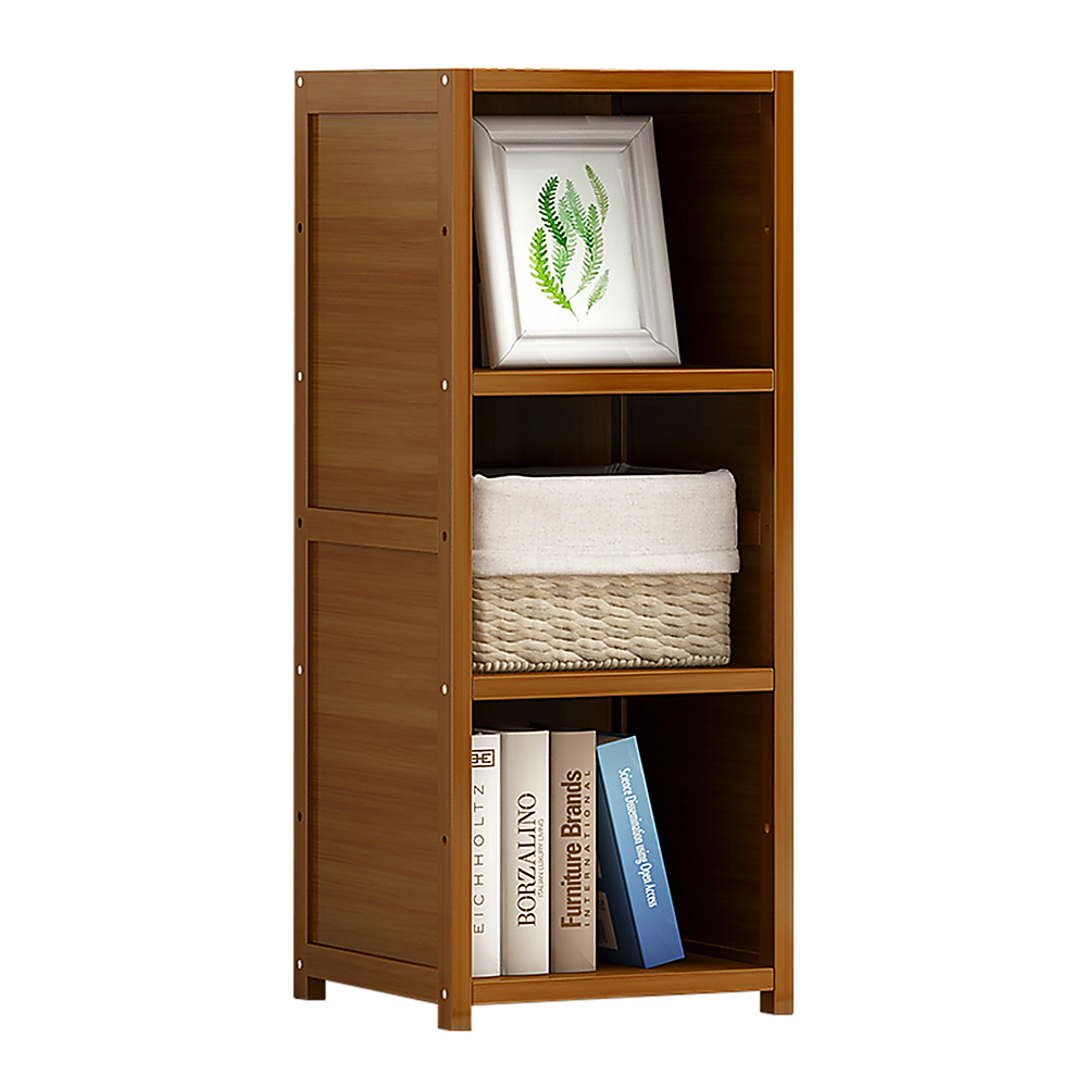 Bamboo Adjustable 3-Shelf Bookcase – Display Storage Rack Stand for Living Room, Bedroom, Office or Home Décor