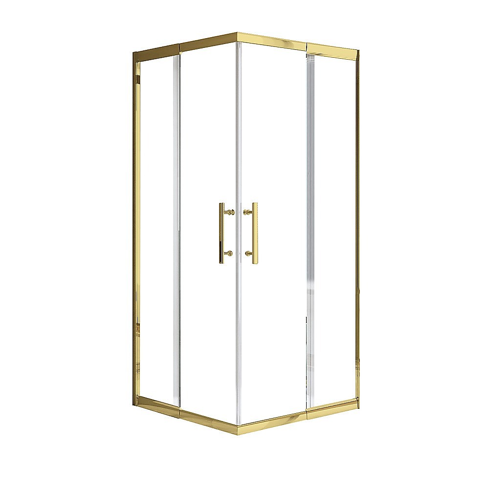 Adjustable 1100x1000mm Double Sliding Door Glass Shower Screen in Gold