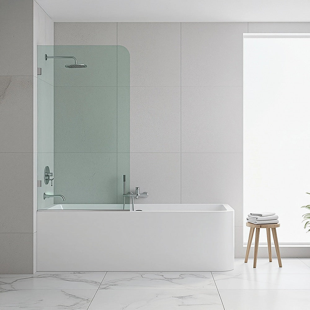 70cm Frameless Glass Bath Screen with F-Brackets - White