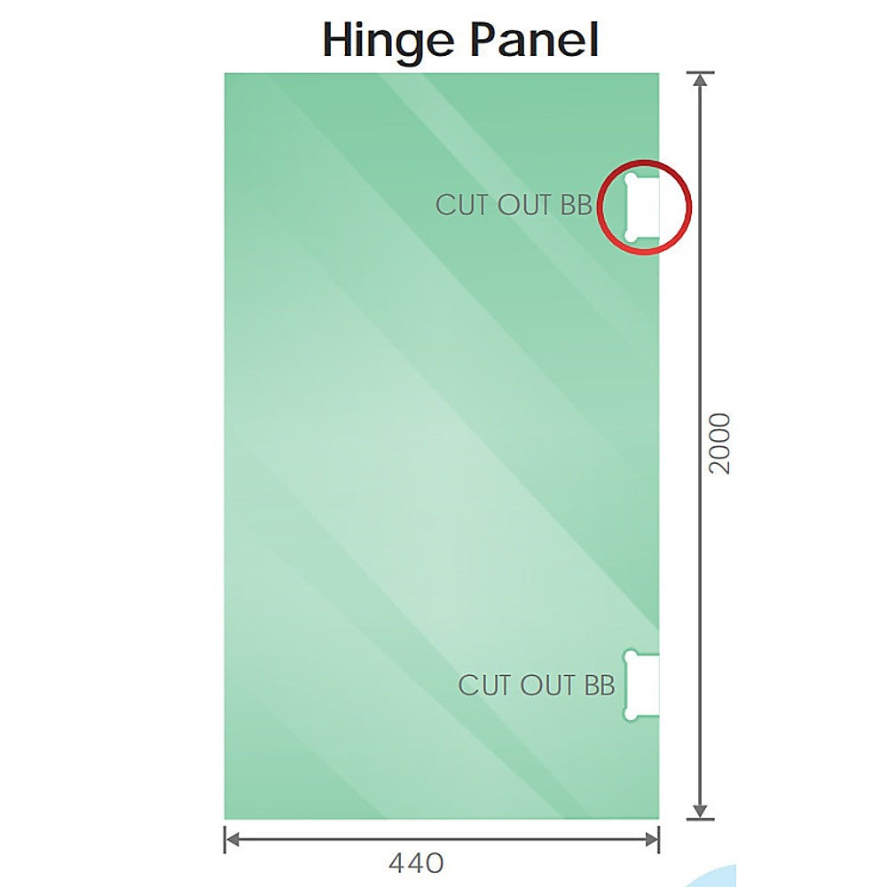 110x100cm Corner Frameless Shower Screen with White Channel and SS Hinges, Square Knob Handle
