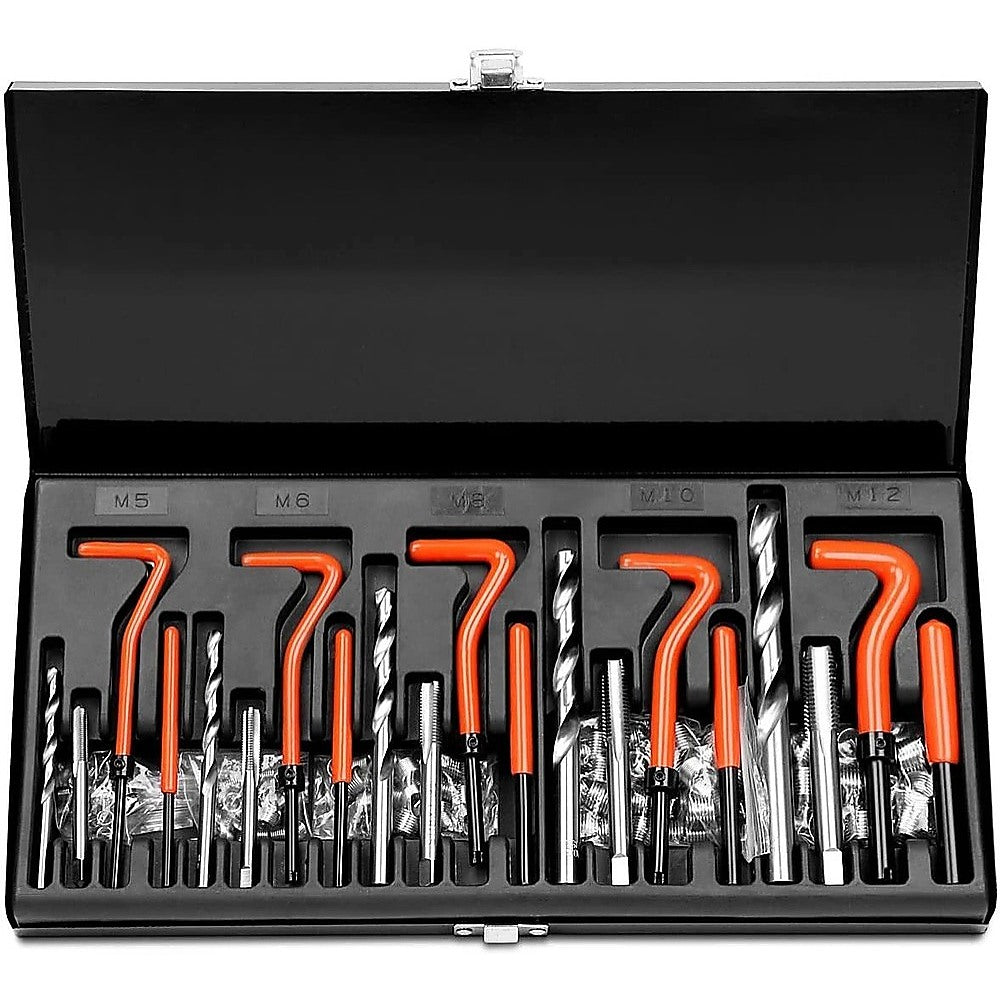 131pc Helicoil-Type Thread Repair Kit – Metric Insert Tool Set for Damaged Threads