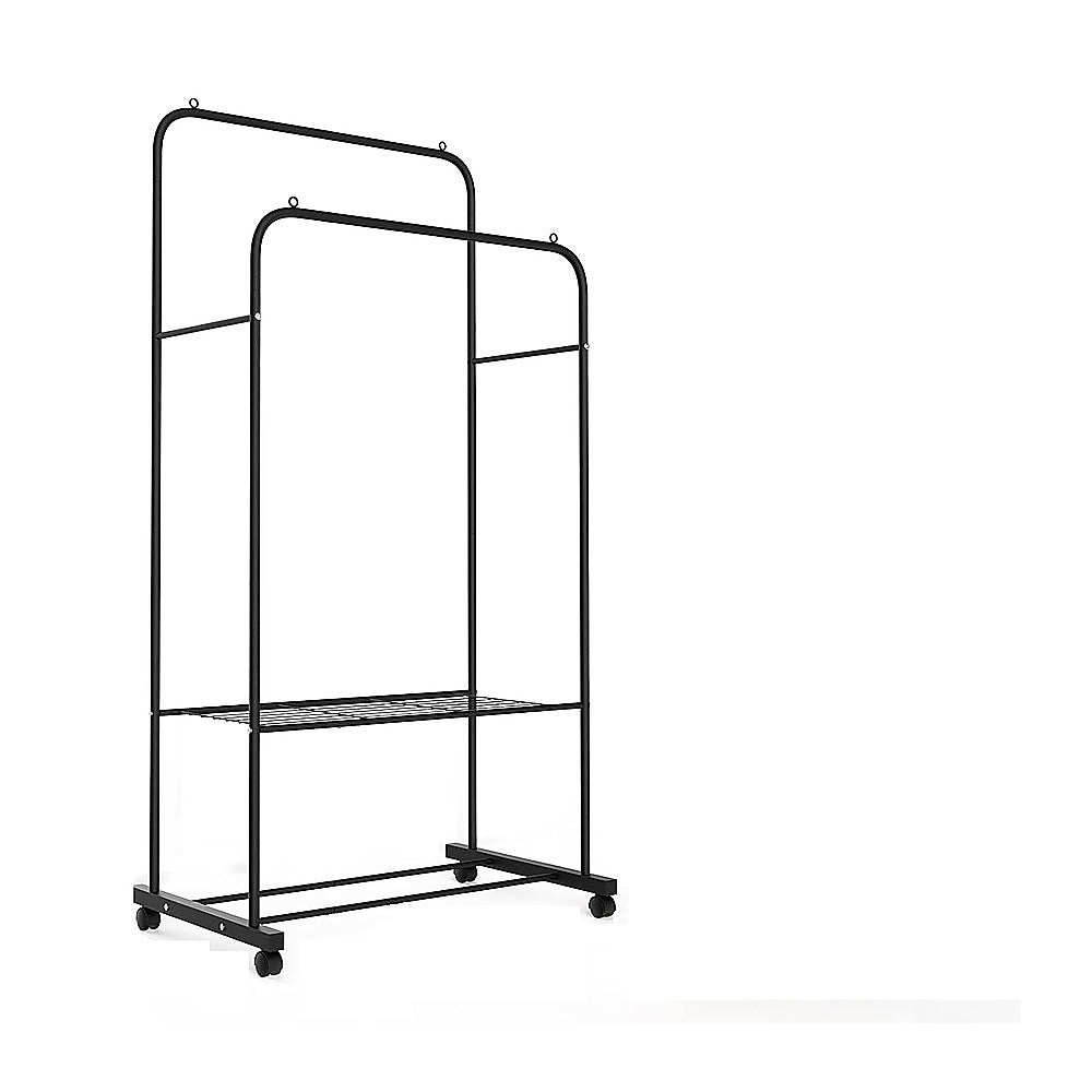 Double Clothes Rack Metal Garment Rail 80x150cm – Heavy Duty Hanging Shelf Storage