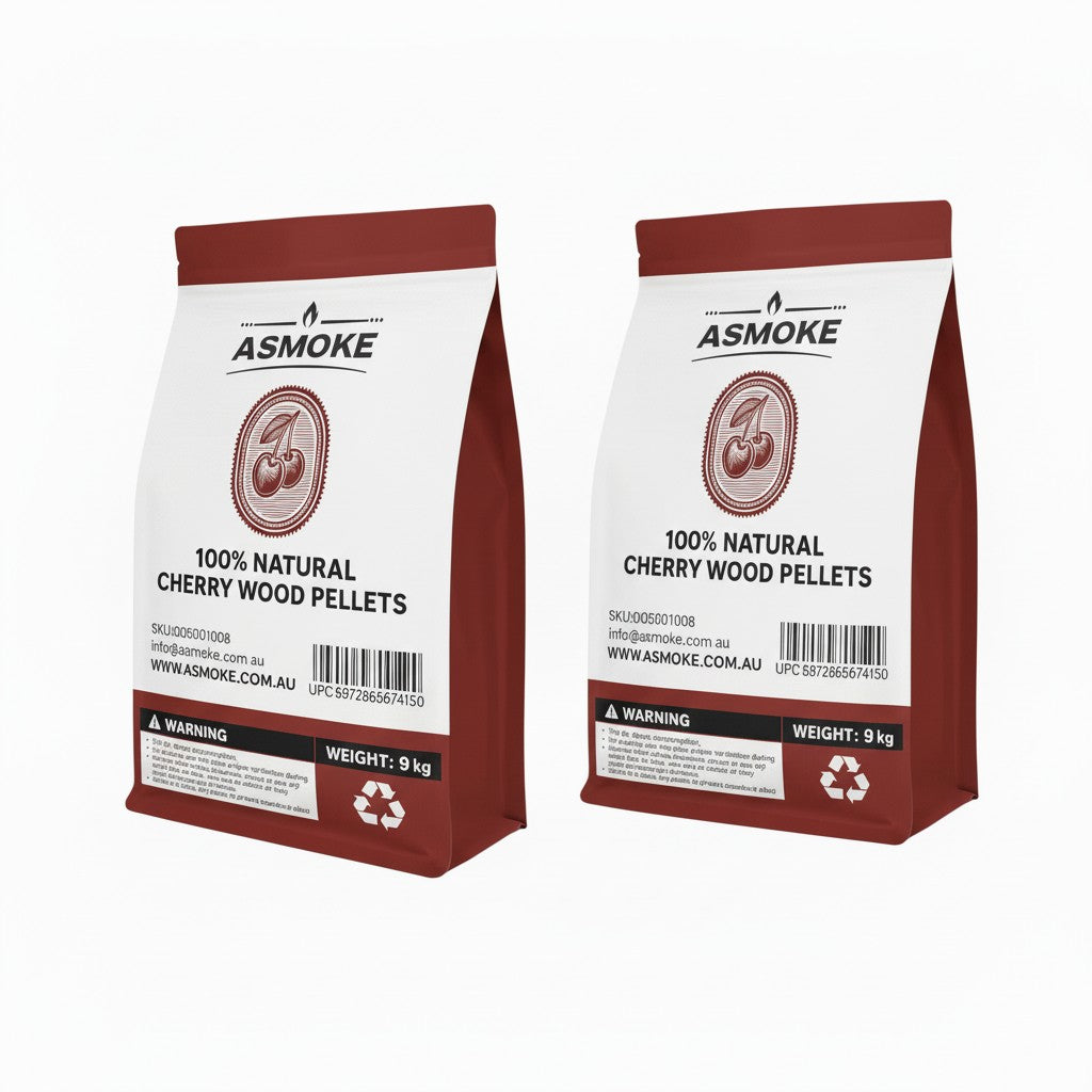 ASMOKE 100% Natural Cherry Wood BBQ Smoker Pellets 9kg / 20lbs x2