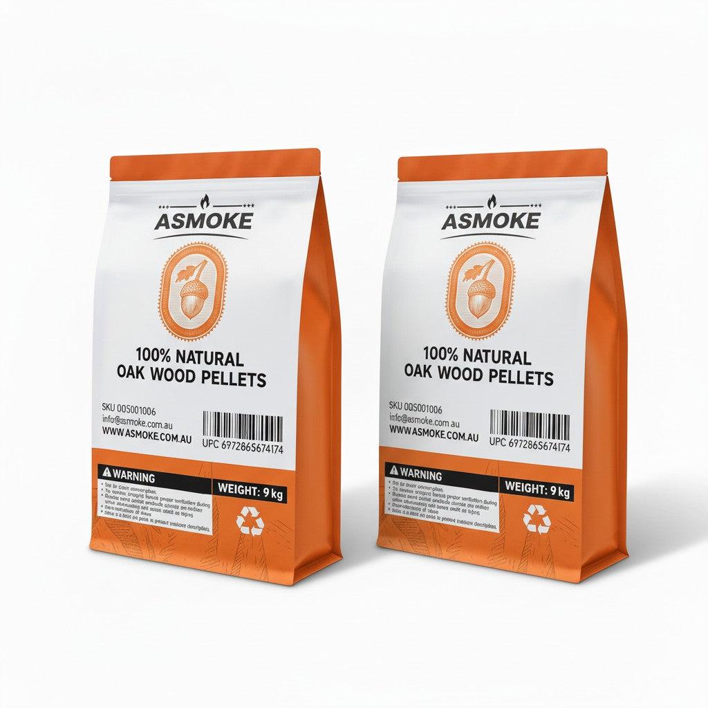 ASMOKE 100% Natural Premium Oak Wood BBQ Pellets for Smoker & Grill 9kg / 20lbs x2