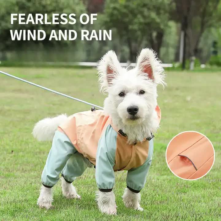 Waterproof Dog Raincoat with Hidden Leash Hole -Windproof and Comfortable for Outdoor Walks, Size:XL Back Length 35cm/13.77in, Bra 49cm/19.29in Orange