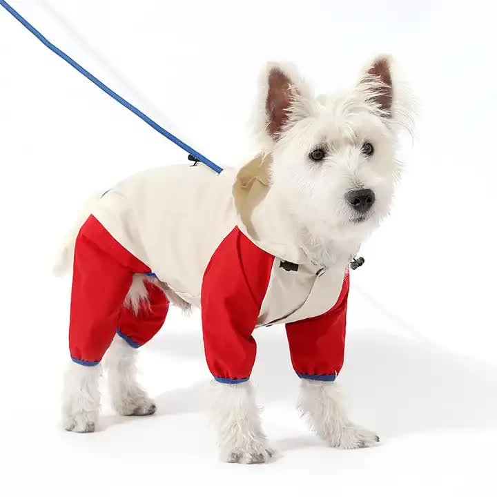 Waterproof Dog Raincoat with Hidden Leash Hole - Windproof and Comfortable for Outdoor Walks, Size:XXL Back Length 39cm/15.35in, Bra 55cm/21.65in White