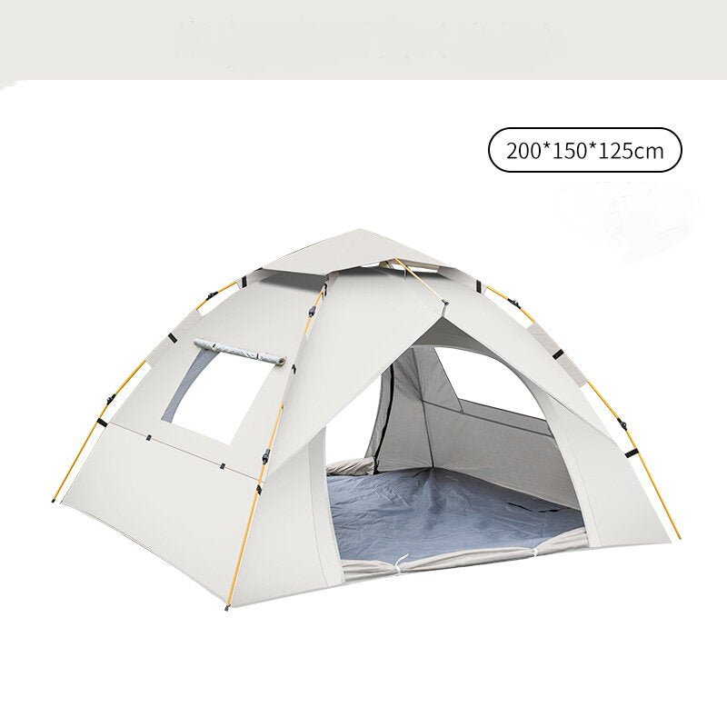 Beige 2 Person Lightweight Camping Tent 200*150*125cm | UV Protection Silver Coated, Dual Doors & Windows