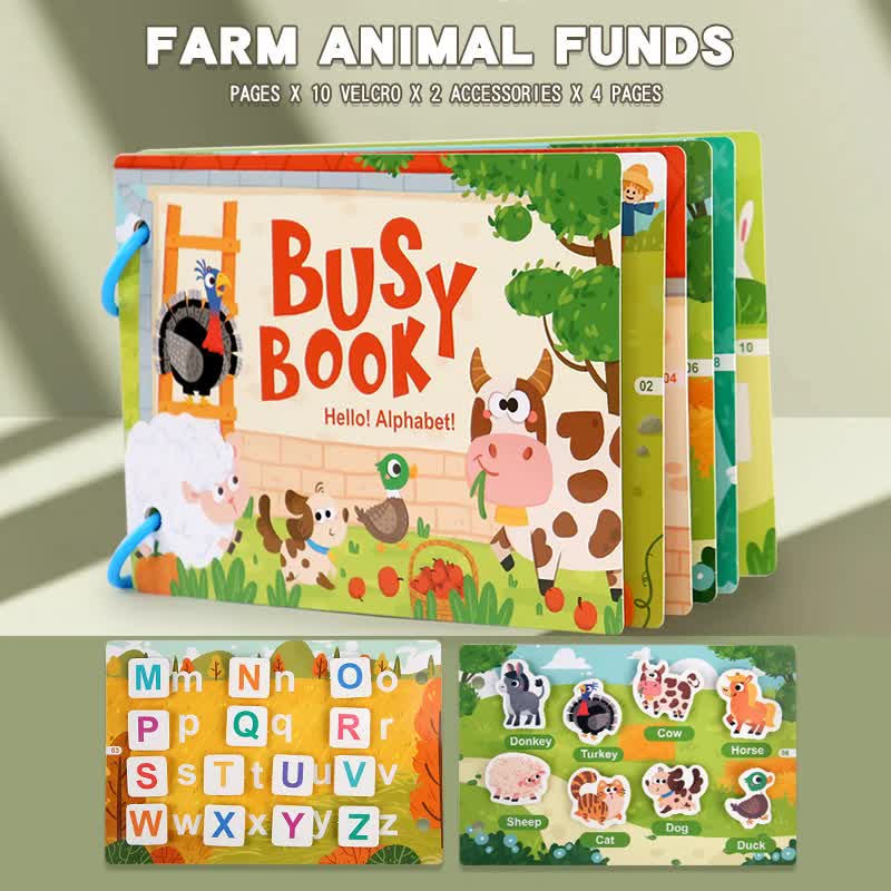 Themed Busy Book Set - Educational Activity Books for Preschool Learning Farm, Vehicles, Dinosaurs, Ocean, and Forest,5 books in total