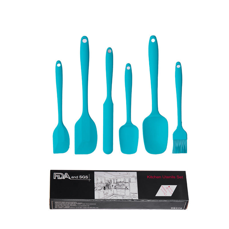 6-Piece Silicone Kitchen Utensil Set - Heat Resistant Baking Tools with Spatulas, Spoon, and Brush Blue 2 set/12PCS