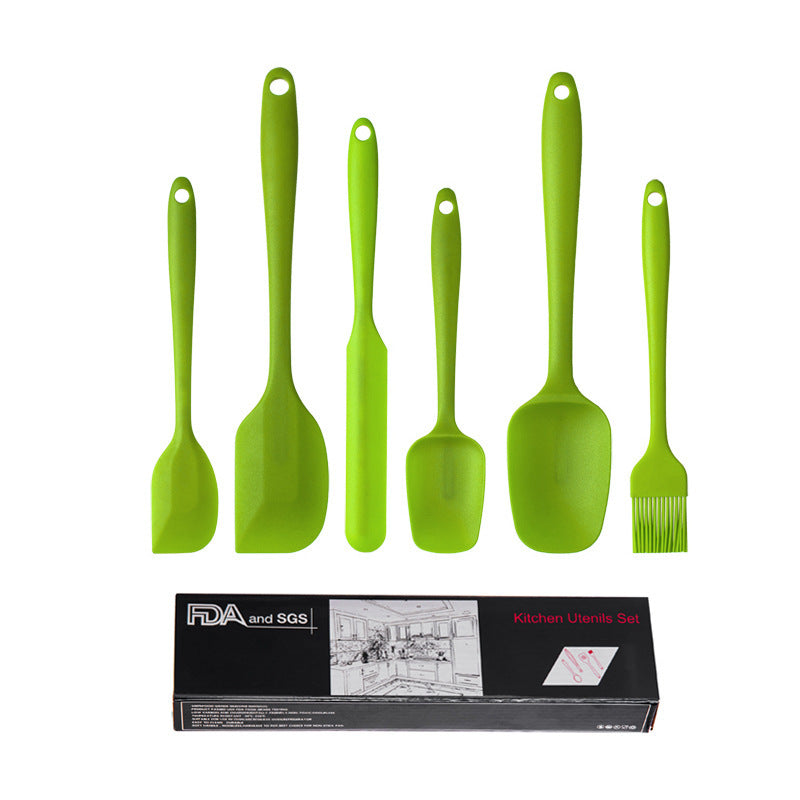 6-Piece Silicone Kitchen Utensil Set - Heat Resistant Baking Tools with Spatulas, Spoon, and Brush Green 2 set/12PCS