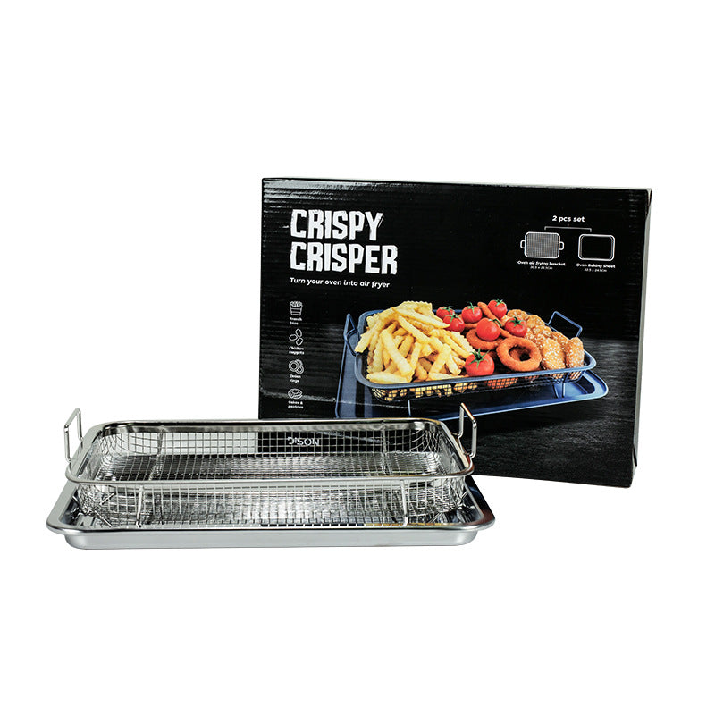 BBQ Square Non-Stick Stainless Steel Grill Basket - Silver Color, Small Size 30*22*5.5 cm , Ideal for Grilling Meat and Vegetables