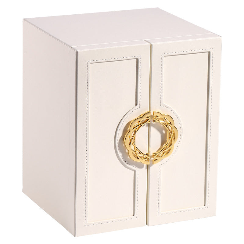 White Elegant 5-Layer Large Capacity Jewelry Storage Box with Dual Opening Doors - Perfect for Organizing Necklaces, Rings, Earrings, and More Jewelry is a photo prop and is not included