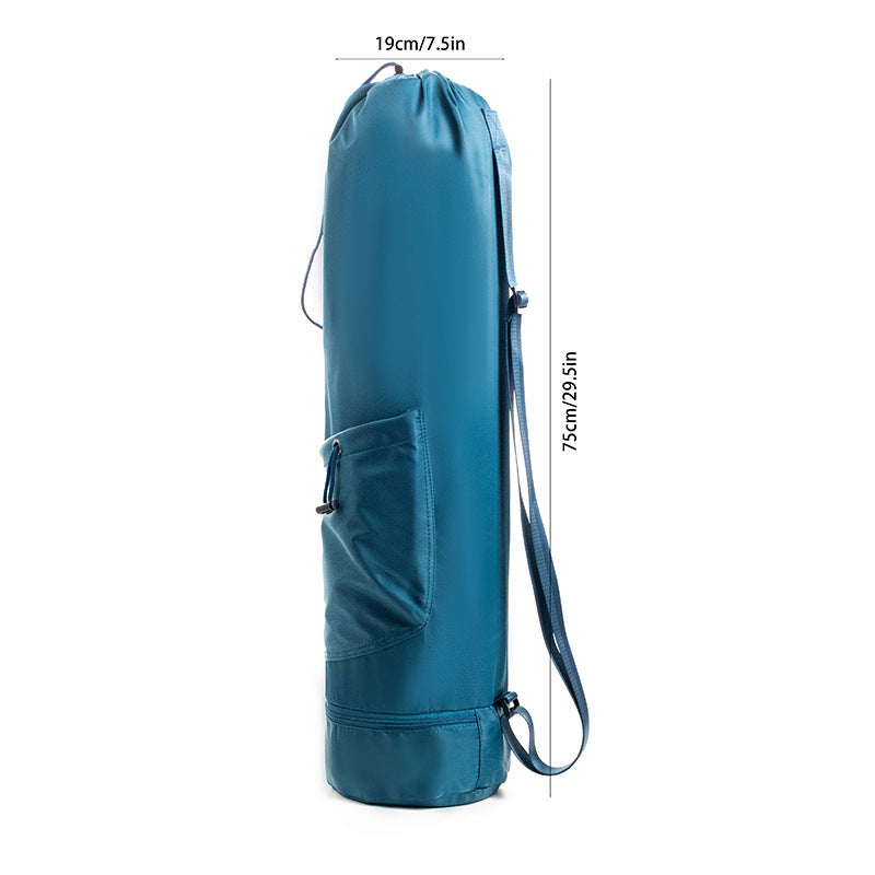 Dark Blue Durable Yoga Mat Carry Bag - Multi-Functional Fitness Backpack with Wet Pocket Mugs are filming props, not included