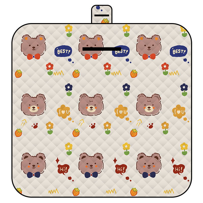 Thickened Waterproof Picnic Blanket - Portable Outdoor Beach Mat for Camping and Hiking 150*200cm Bow tie bear