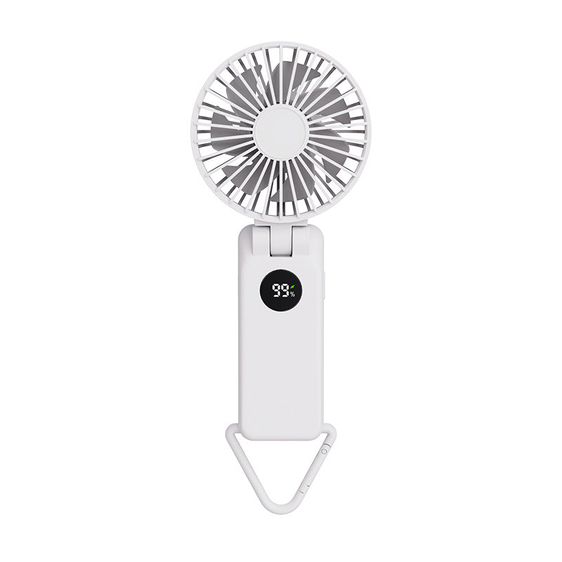 White Portable Handheld Fan with 2000mAh Battery - 3-in-1 Design for Desk, Handheld, and Hanging Use Model Q3