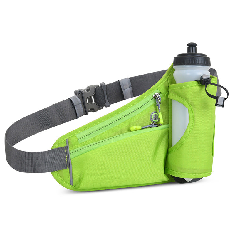 Bright Green Hydration Running Waist Pack - Waterproof Lightweight Sports Belt with Bottle Holder Water bottles are filming props, not included
