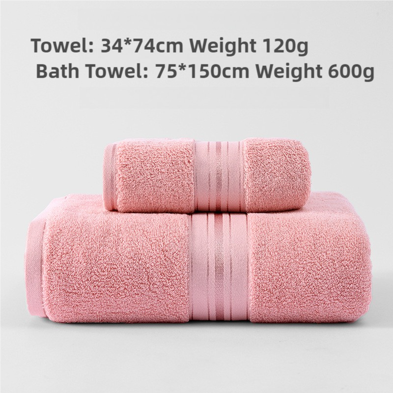 Pink Luxury Cotton Towel Set Towel + Bath Towel - Quick Dry, Extra Thick & Absorbent, Perfect for Bath & Beach