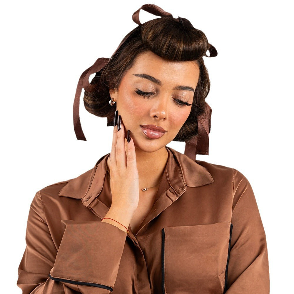 Brown 3 Sticks No-Heat Hair Curling Ribbon Kit - Silk Ribbon Curling Wand for Sleep-in Styling