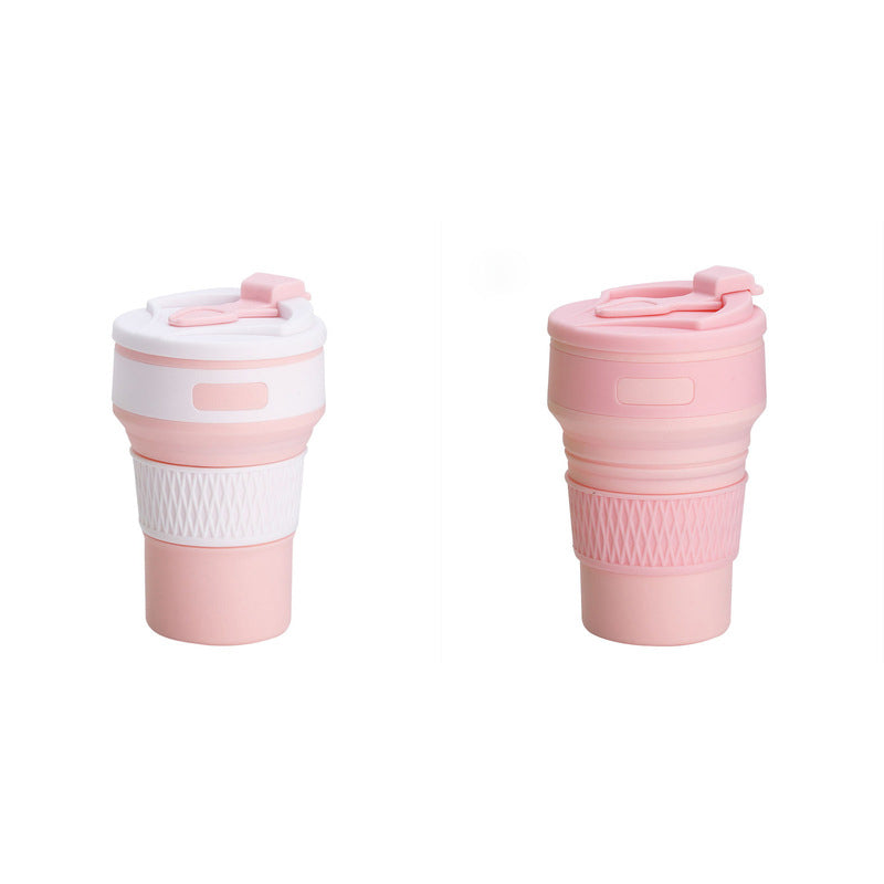 2 Pcs Pink Collapsible Silicone Coffee Cup – Portable, Food-Grade, Microwave & Freezer Safe Travel Mug Combination pack of the same color