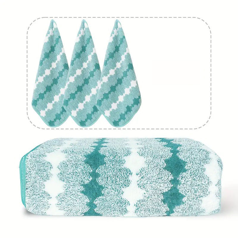 Cyan Premium Coral Fleece Towel Set - 1 Bath Towel 88x170cm + 3 Hand Towels 35x35cm - Soft, Absorbent, and Quick-Drying