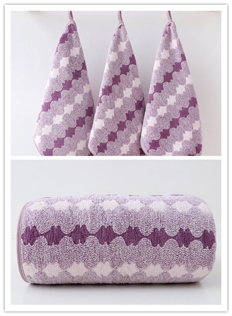 Purple Premium Coral Fleece Towel Set - 1 Bath Towel 88x170cm + 3 Hand Towels 35x35cm - Soft, Absorbent, and Quick-Drying