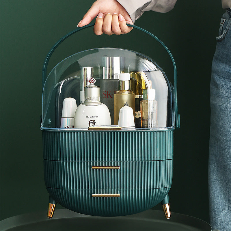 Dark Green Multifunctional Makeup Organizer with Large Capacity and Transparent Design Makeup is a prop for shooting and is not included