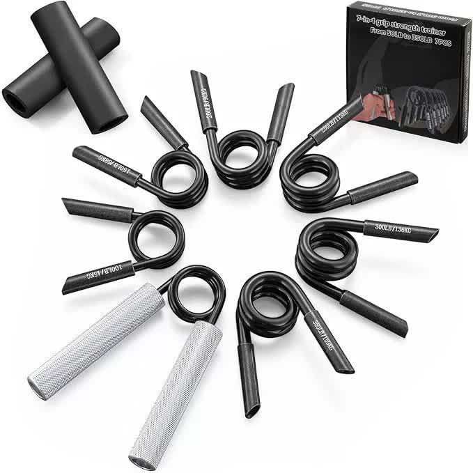 7-in-1 Aluminum Metal Grip Strength Trainer Set with Adjustable Resistance - Wrist, Finger, and Arm Exercise 50LB-350LB