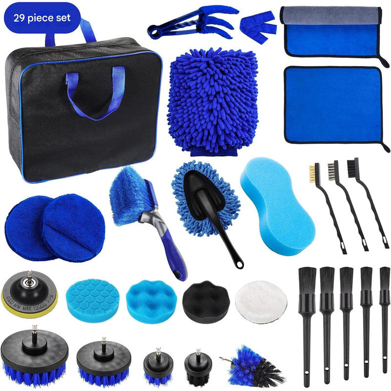 Style 1 Car Cleaning Supplies - Complete Auto Detail Brush Set for Interior, Exterior, Wheels & Tires - Power Scrubber Drill Brush Kit Included