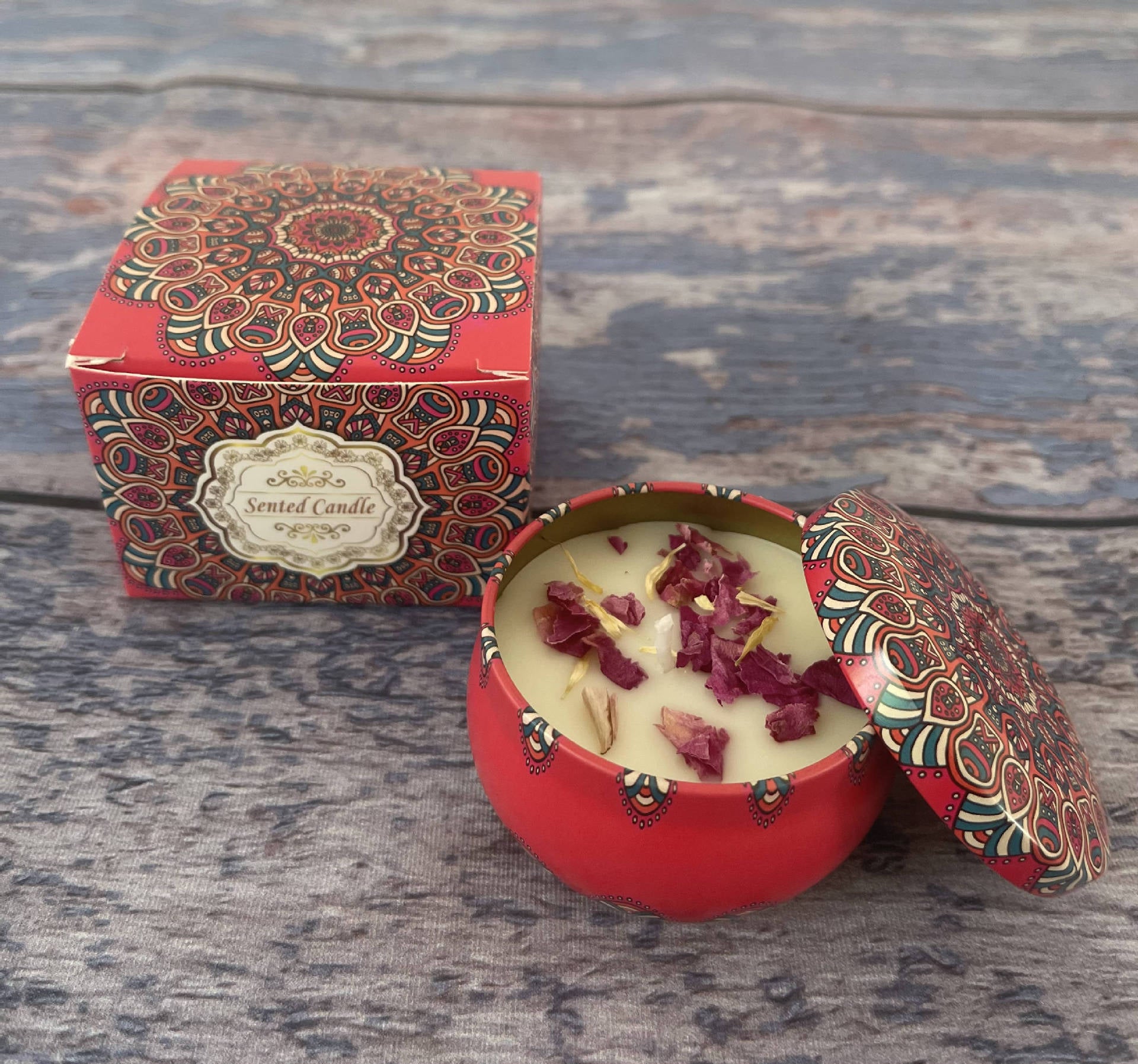 Small Scented Candle Set - 4 Soy Wax Candles, Travel Candle Set Rose