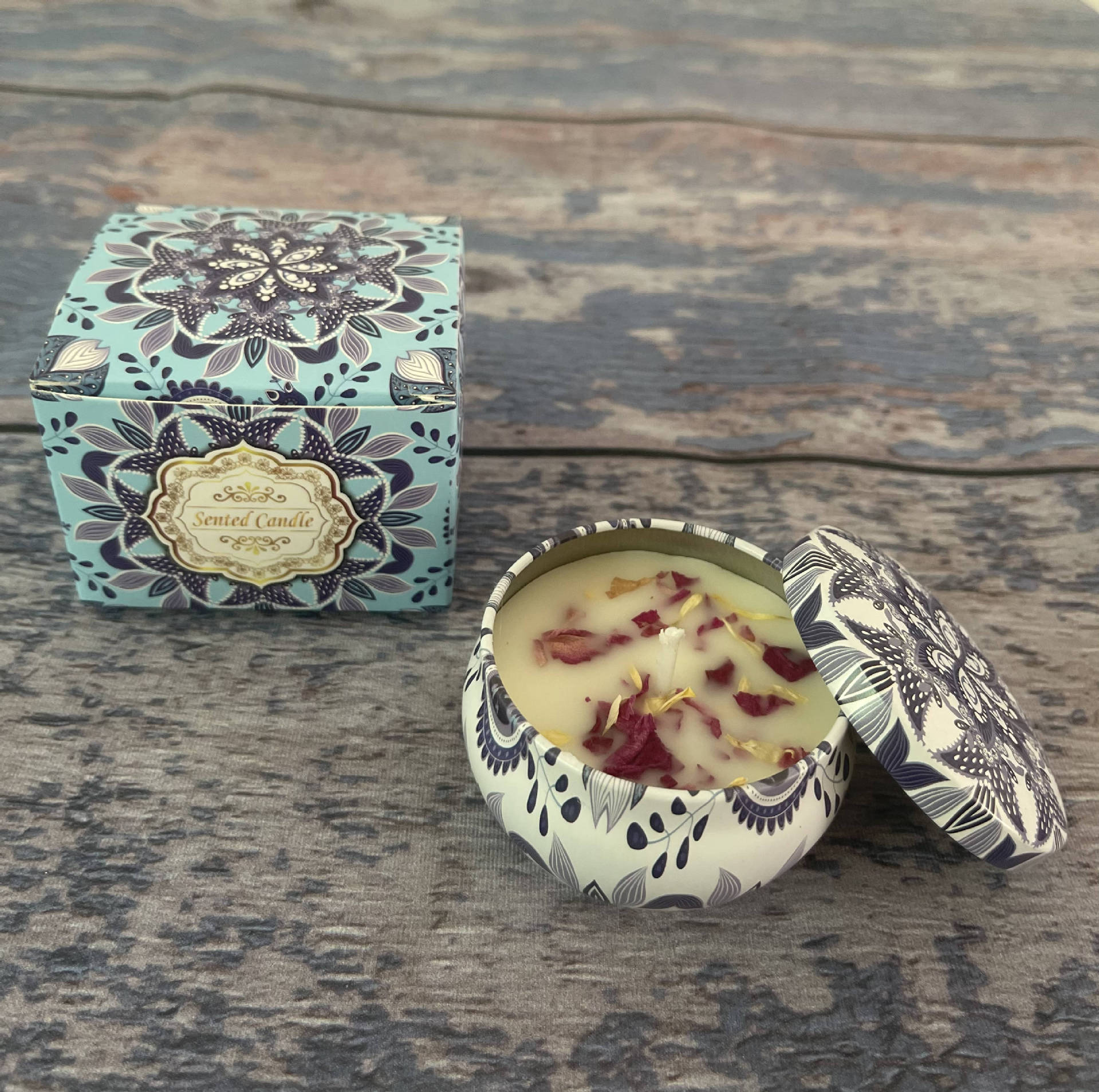 Small Scented Candle Set - 4 Soy Wax Candles, Travel Candle Set Violet