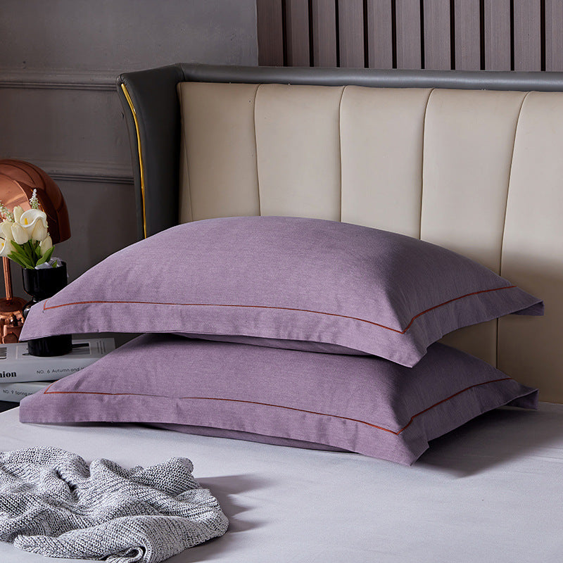 Dark Purple Pure Cotton Flannel Pillowcase Set - Soft, Thickened, Solid Color Pair, 48x74cm