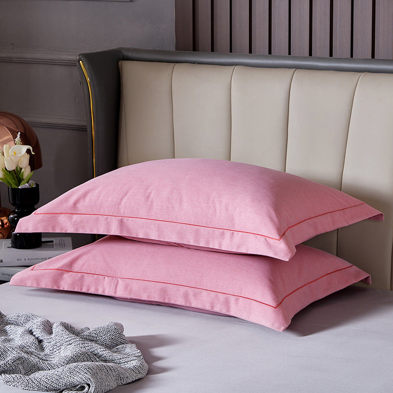 Dark Pink Pure Cotton Flannel Pillowcase Set - Soft, Thickened, Solid Color Pair, 48x74cm