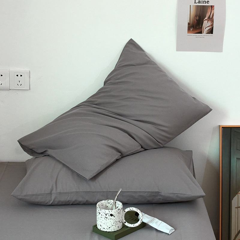 Grey 100% Cotton Pillowcase Set - Envelope Closure without pillow core