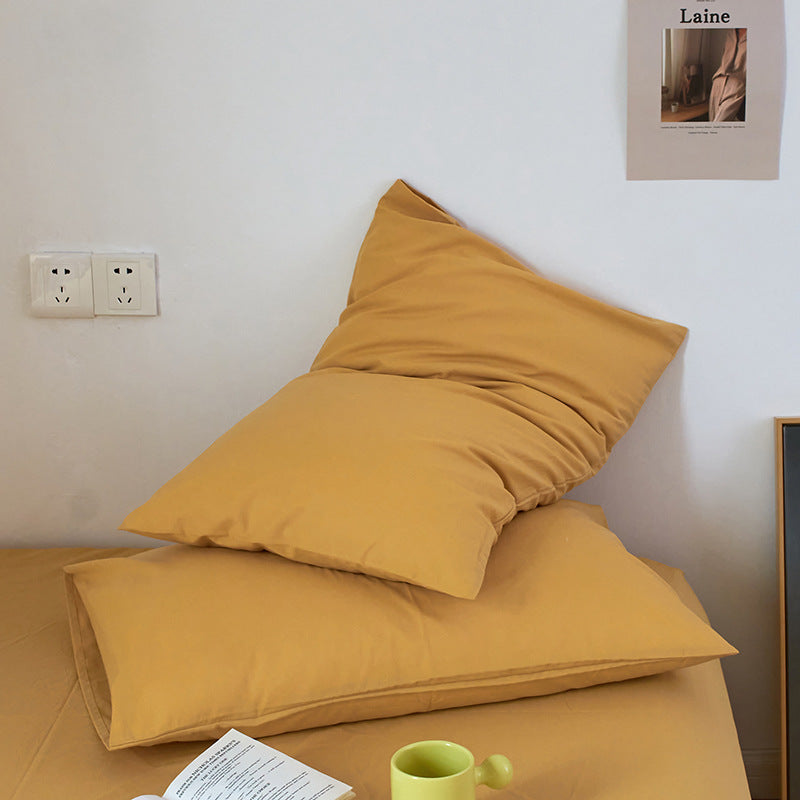 Yellow 100% Cotton Pillowcase Set - Envelope Closure without pillow core