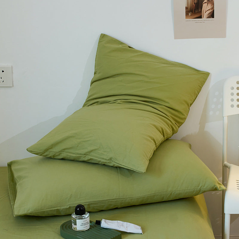 Green 100% Cotton Pillowcase Set - Envelope Closure without pillow core