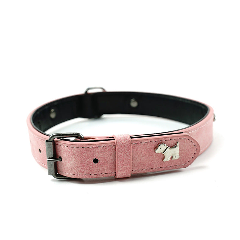 2 PCS Pink Soft Leather Dog Collar - Adjustable & Durable for Medium/Large Dogs XS- 42*1.5cm